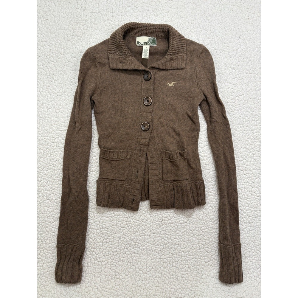 Vintage Hollister Knit Cardigan Womens Small Brown 2000s Y2K Collectible Wool